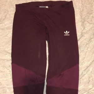 Maroon adidas leggings